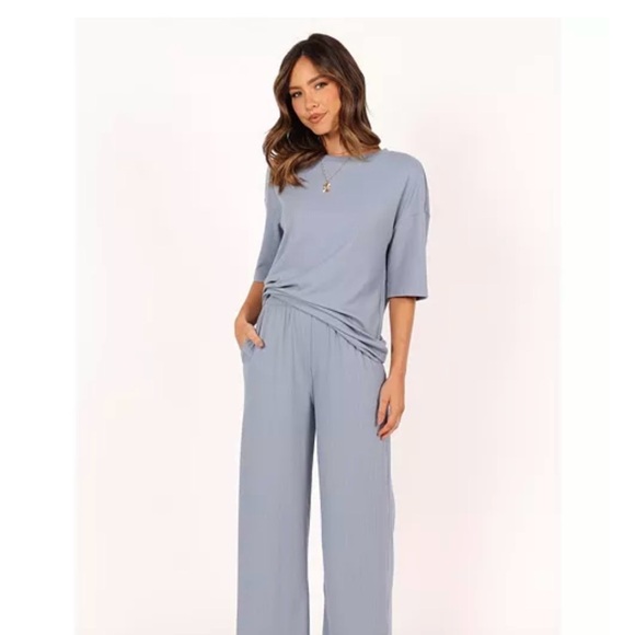 Petal & Pup Pants - Petal & Pup Light Blue Ribbed Pant Set